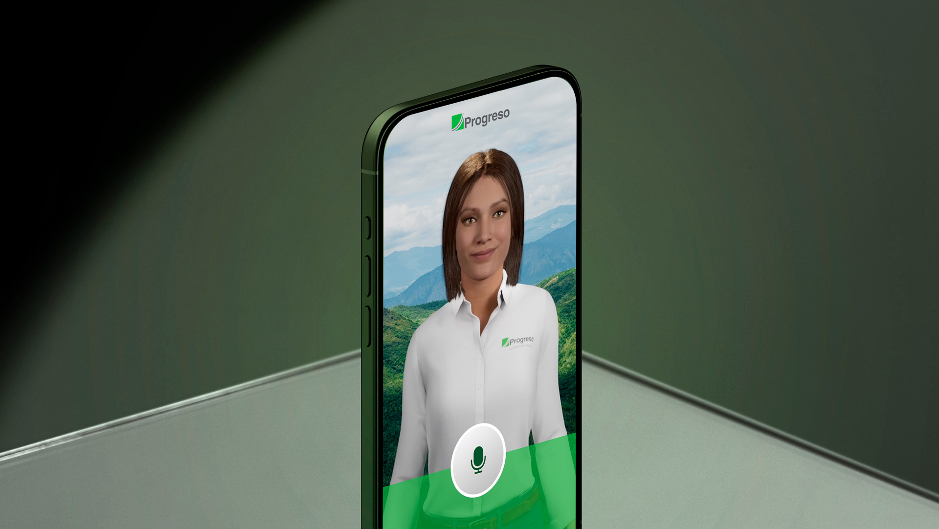 App móvil de Clara, la embajadora virtual IA de Progreso, con interacción por voz