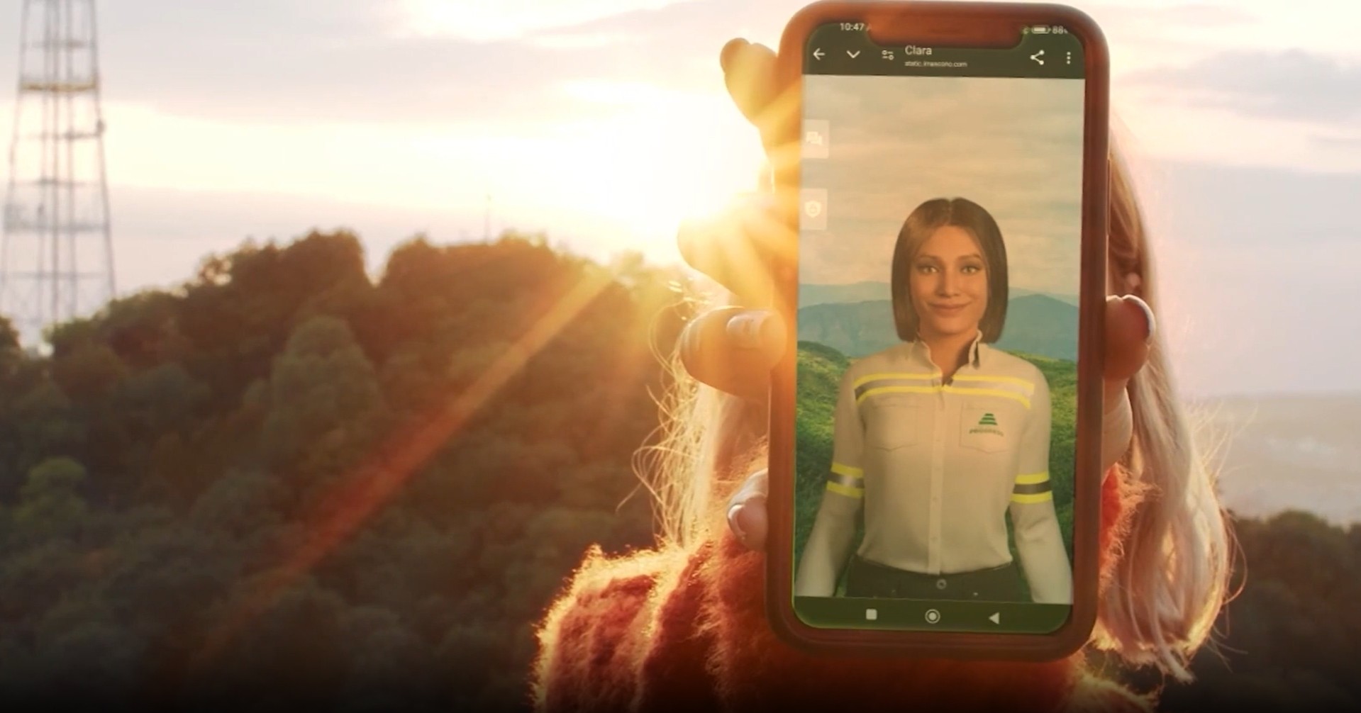 Clara, la embajadora virtual IA de Progreso, en la app móvil