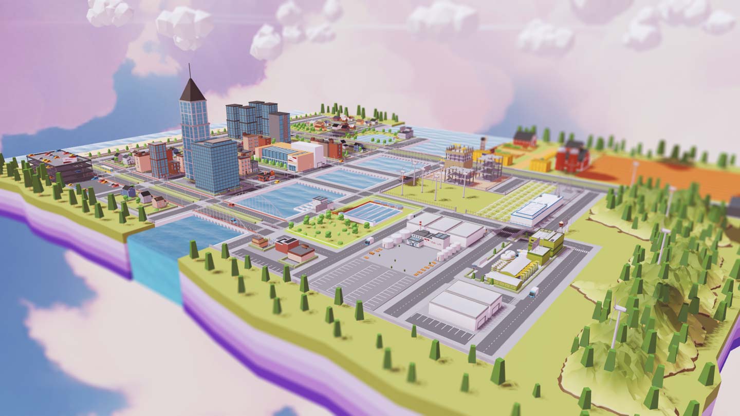 Infografía 3D Iris360 de Libelium: ciudad inteligente con sensores conectados