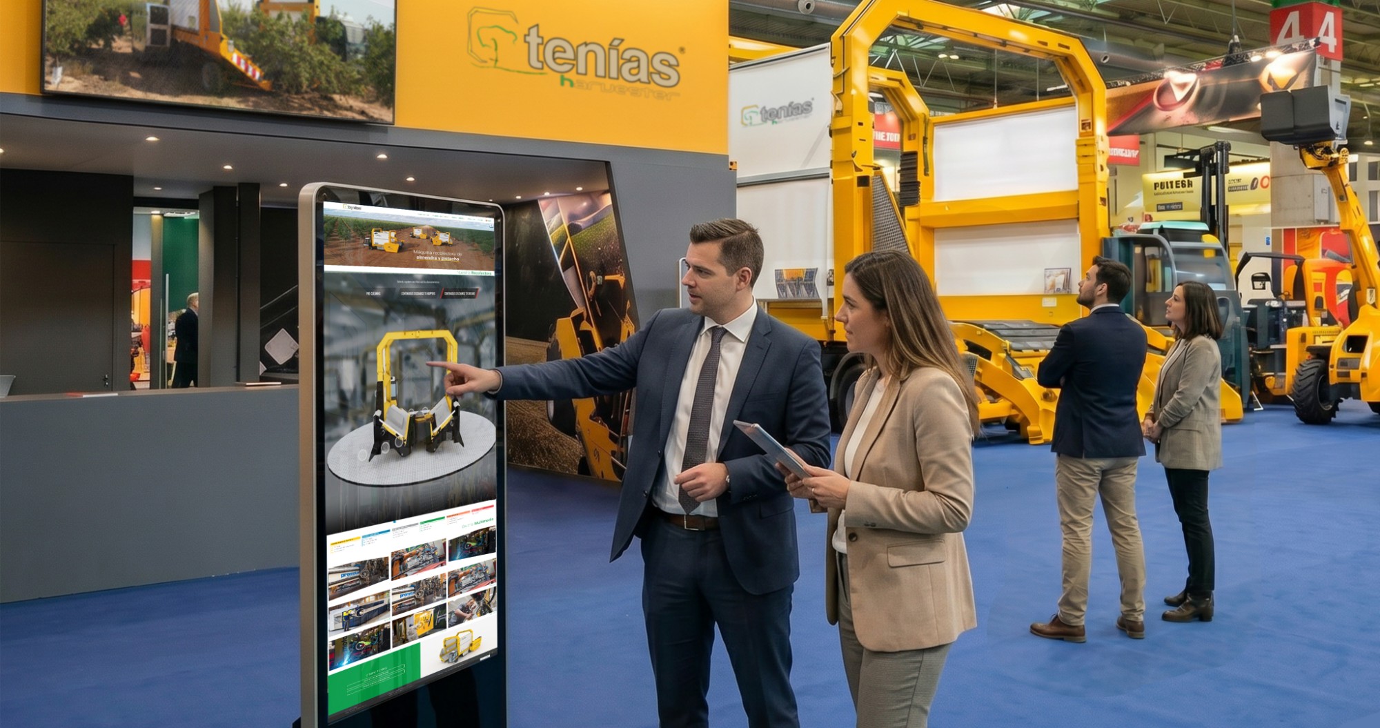 Tótem interactivo con el catálogo virtual de Grupo Tenías en una feria del sector