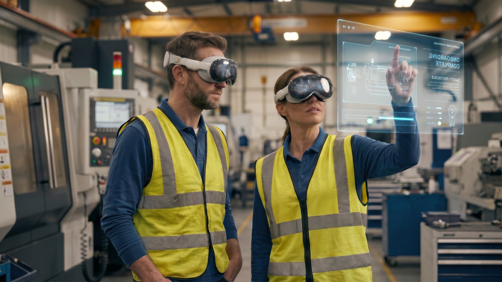 Formación inmersiva con gafas VR en entorno industrial