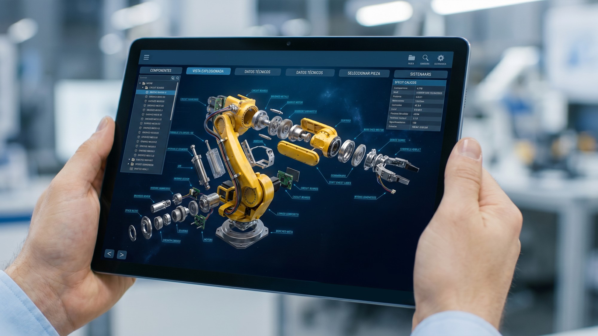 Proyecto a medida XR/IA: despiece técnico interactivo en tablet
